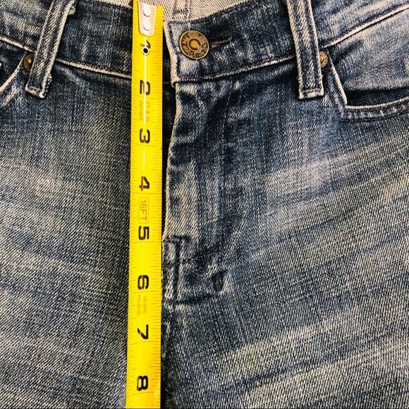 7FAM For All Mankind Crop Wide Leg Mid Rise Medium Blue Wash Dojo Denim Jeans 27 - Picture 8 of 8